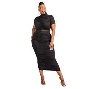 Short Sleeve Two Piece Skirt Set